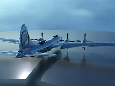 EnolaGay B-29 Superfortress bomber and LittleBoy Atomic Bomb 3D model