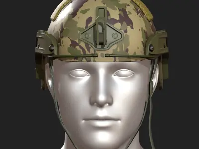 Helmet scifi military combat 3d model low poly Low-poly 3D model