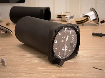 Altimeter Instrument Used Condition Black Rigged 3D model