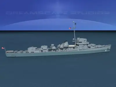 Evarts Class Escort DE46 USS Drury 3D model