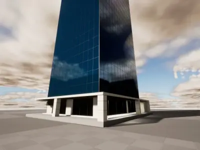 Office Glass Building or Commercial  Low-poly 3D model