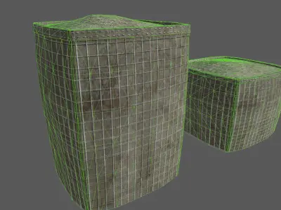 Military Hesco Barriers Low-poly 3D model