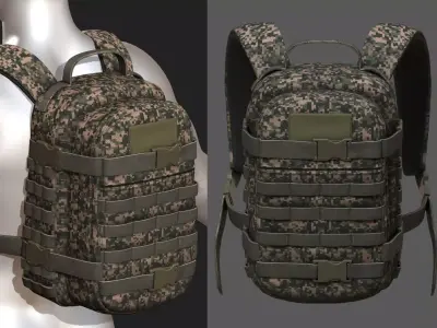 Backpack Camping military combat soldier armor Low-poly 3D model
