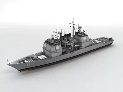 USS Lake Erie  Missile Cruiser Ship Vessel Low-poly 3D model