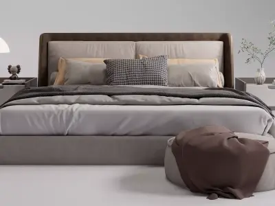 bed double bed furniture 3D model