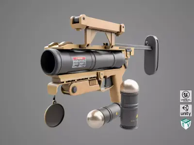 Grenade Launcher 04 Brown Generic All PBR Unity UE Textures Low-poly 3D model
