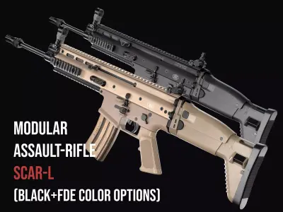 modular assault rifle FN SCAR-L mk 16 Low-poly 3D model