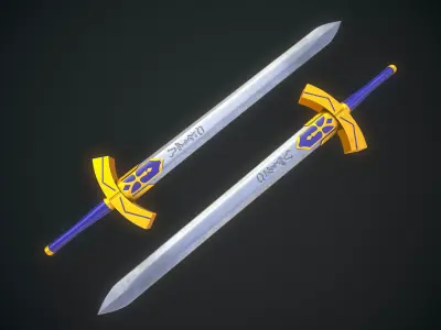 Artoria Pendragon Excalibur Low Poly Free low-poly 3D model