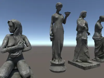 PBR Female Statues Low-poly 3D model