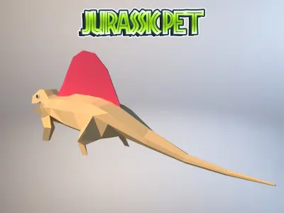 Dimetrodon jurassic pet Low-poly 3D model