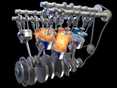 Internal V6 Engine Animation 3D model