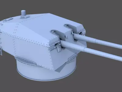 Bismarck 15cm turret 01 - Personal license - 1-350 scale 3D print model