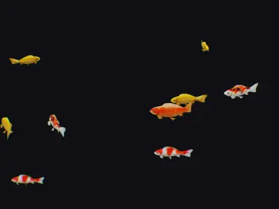 Carp Koi Flock Realistic Fish River Animal Animated Lowpoly Low-poly 3D model