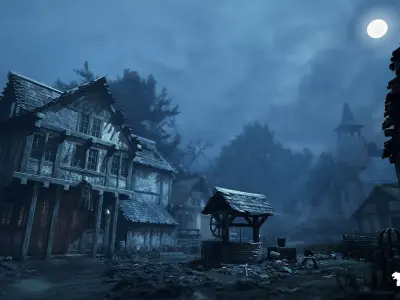 Demonic Village Environment Low-poly 3D model