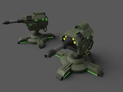 GunTurrets Low-poly 3D model