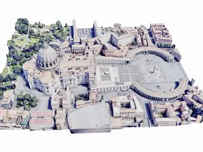 St Peters Square-San Pietro- Vatican Low-poly 3D model