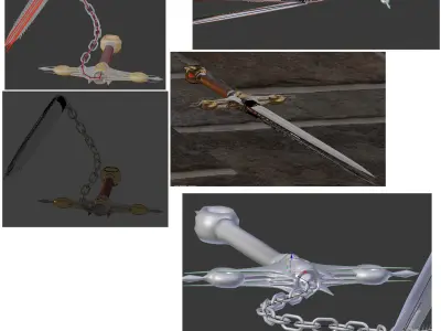 Rigged Dark Sword II Low-poly 3D model