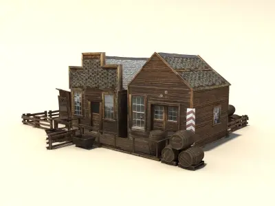 Low Poly Wild West Buildings Low-poly 3D model