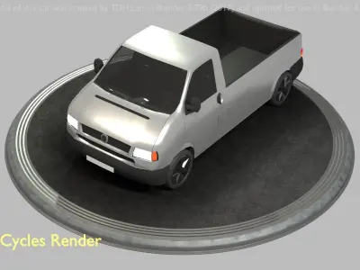 City Car 69 Commercial Pickup 3500 Type-C Silver Low-poly 3D model