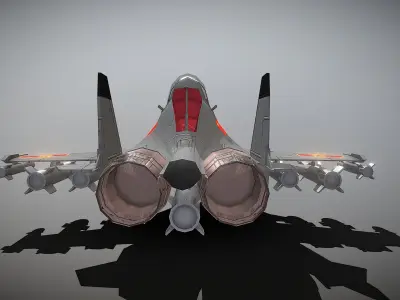 Cartoon Airplane J-15 Low-poly 3D model