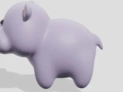 Cute little hippo  3D model