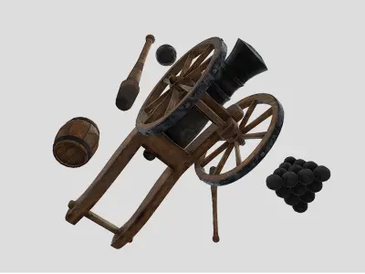 Old Iron Cannon Low-poly 3D model