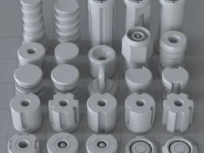 Hard Surface Kitbash Part 02 - Subdiv Ready Free 3D model