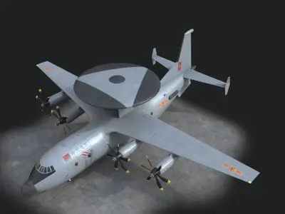 two coatings Chinese KJ500 awacs KJ-500H Yun9 Y9 Low-poly 3D model