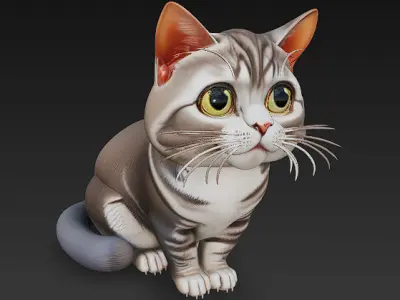 Cat Realistic 3D Model Basic - Low Poly Realistic Low-poly 3D model