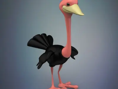 Cartoon Ostrich 3D model