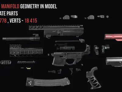 Modular custom SMG Sig Sauer MPX Low-poly 3D model