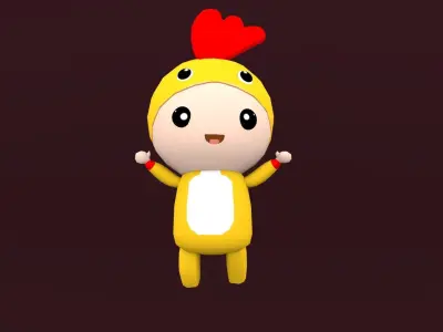  Chibi Chicken Animated For Games Free low-poly 3D model