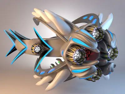 Destroyer Spaceship Concept Low-poly 3D model