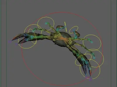 Rigged Crab Model Low-poly 3D model