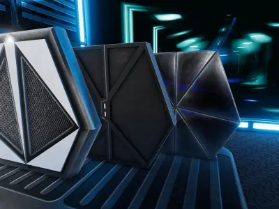 Sci-fi assets and props for interior Low-poly 3D model