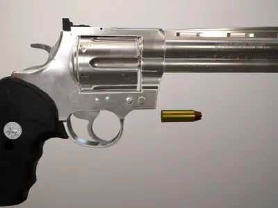 Colt Anaconda 44 magnum lowpoly Low-poly 3D model