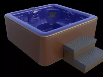 Simple Hot Tub Set Low-poly 3D model