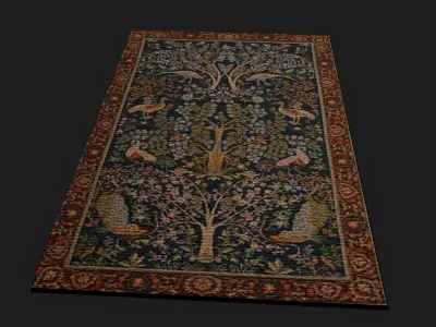 Medieval Birds Tapestry Low-poly 3D model