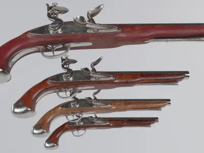 Flintlock Musket Low-poly 3D model