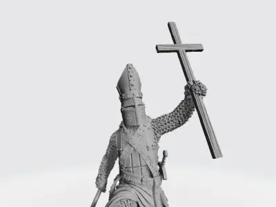 Bishop with great helmet and large cross 3D print model