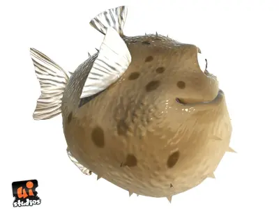 Toon Puffer Fish Low-poly 3D model