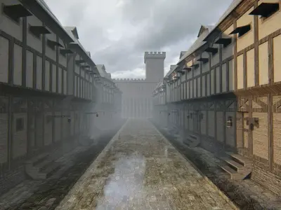 Medieval European Street Low-poly 3D model