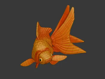 Cartoon Goldfish Rigged Low-poly 3D model