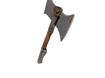 Fantasy Double Axe Spear Weapon 3D model