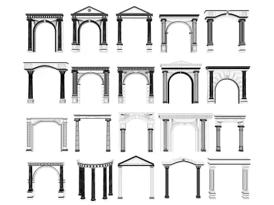 Arched facade columns doorway pilaster 3D model