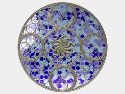 Gothic stained glass round window 3D model