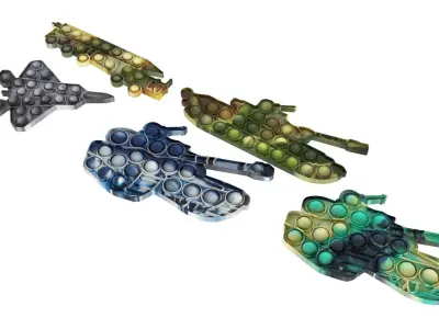 Military Vehicles Pop It Fidget Toys Set 3D model