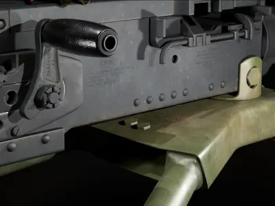 M2 Browning Heavy Machine Gun With Inner Parts Low-poly 3D model