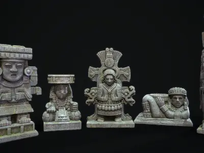 Aztec Mayan Statue 3D Model Collection