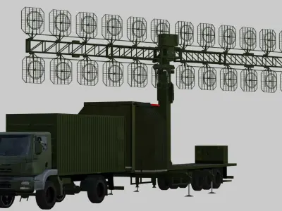 AMBER 1800 Ground-based mobile VHF-band radar Low-poly 3D model